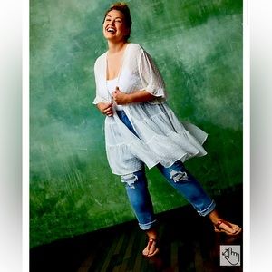 TORRID Women’s Size 2 2X 18-20 Kimono Ruffle Polka Dot Clip Ruffle Tiere…